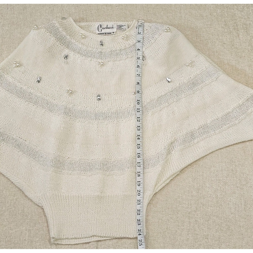 Vintahe Carducci Jewel Embellished Wool Blend Sweater Cream Color Size Small - Picture 5 of 6